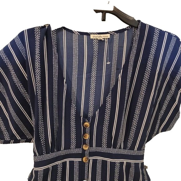 Charlotte Russe Navy and White Striped Mini Dress - Picture 3 of 11